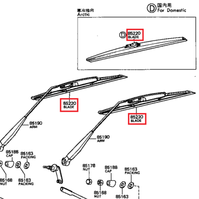 Toyota 85220-20050 Tergicristallo coppia