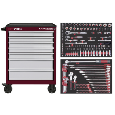 Kraftwerk Carrello da officina BT700s,Classic Edition, 7 cassetti, rosso-grigio, PRO LINE 169 pz.