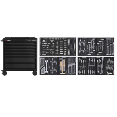 Kraftwerk BT LINE carrello da officina BT900 7 cassetti nero, 211 pz.