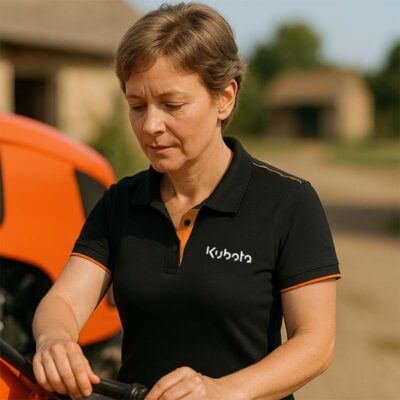 Polo da donna Kubota nera e arancione